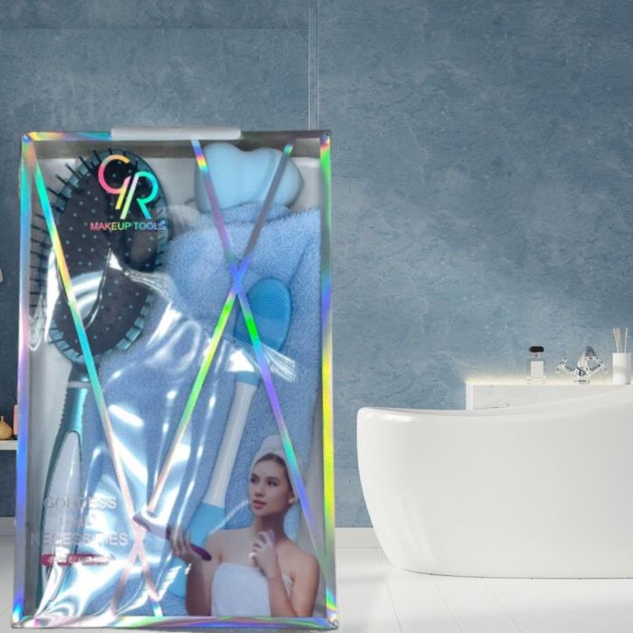 Комплект за красота четка за коса, гъба, кърпа за коса + четка за баня