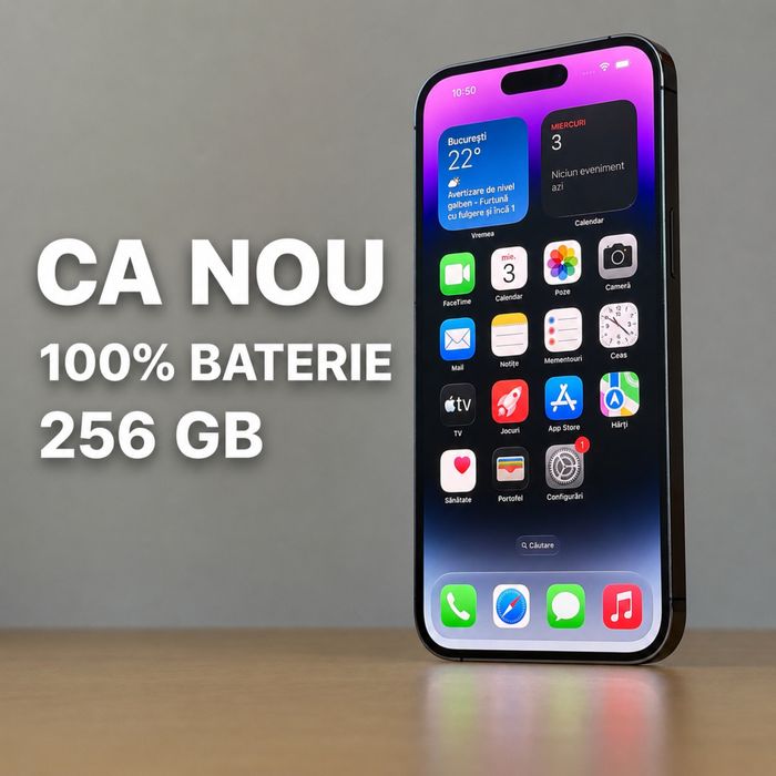 iPhone 14 Pro Max 256GB 100% Deep Purple Neverlocked stare Excelenta