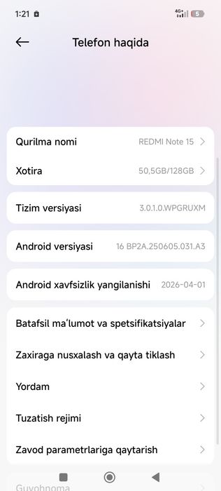Redmi not 15 sotiladi 8/128 gb
