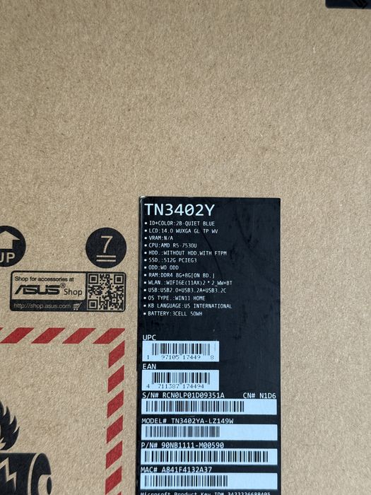 Laptop Asus Vivobook S14 Flip Ryzen 5 7530U - 512/16GB - Nou - Sigilat