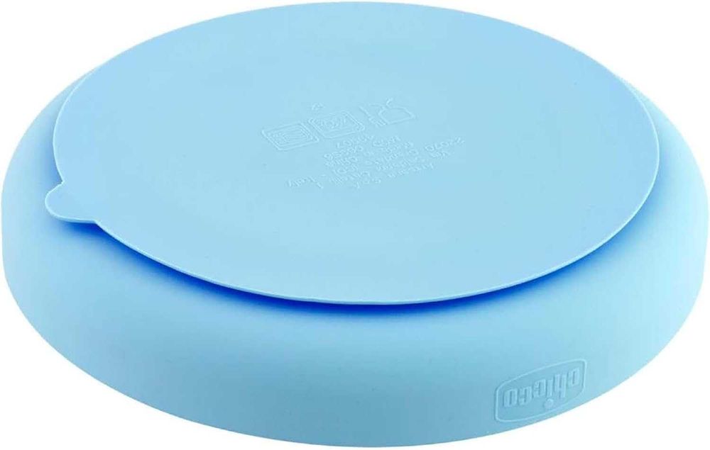 CHICCO – Силиконова чиния за бебета с вакуумна основа, синя, подходяща за 12+ месеца