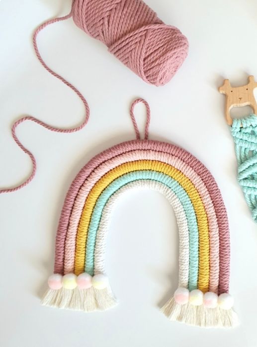 Макраме дъга/ Декорация за детска стая/ Подарък за погача, рожден ден
