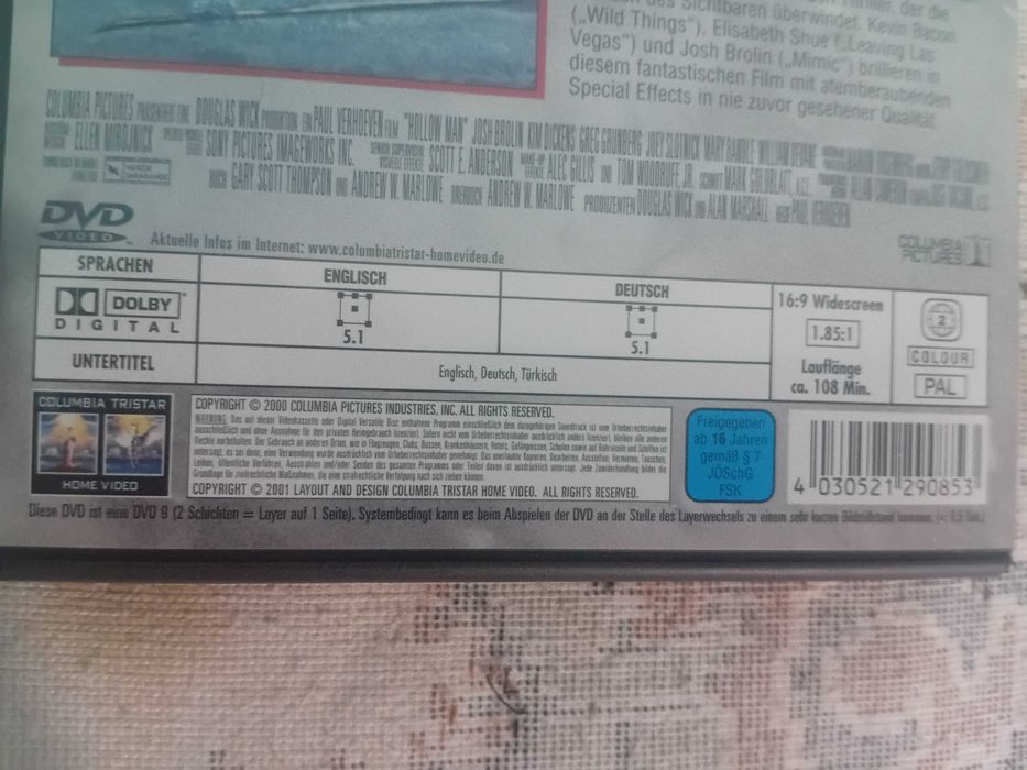 Film Hollow Man, DVD