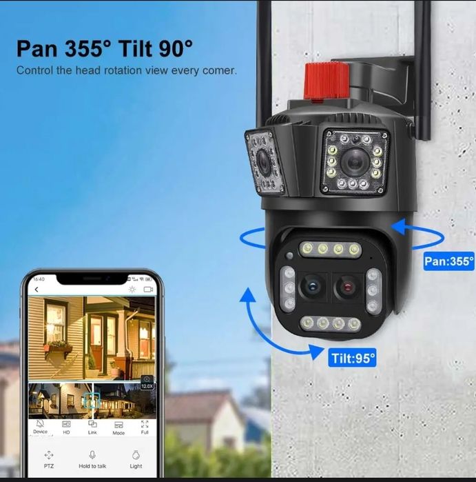 Wifi ptz камера с 4 линзами