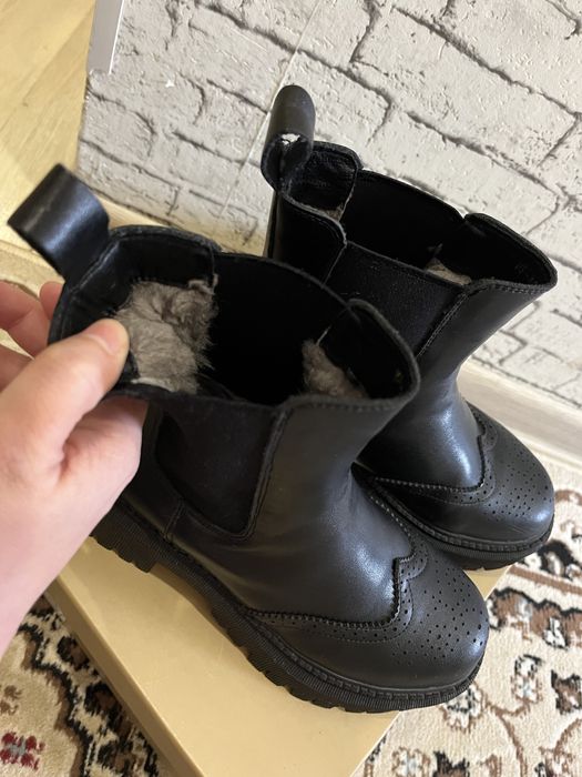 Кожаные сапоги зима