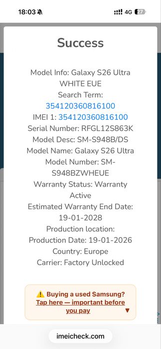 Galaxy s26 ultra 1tb