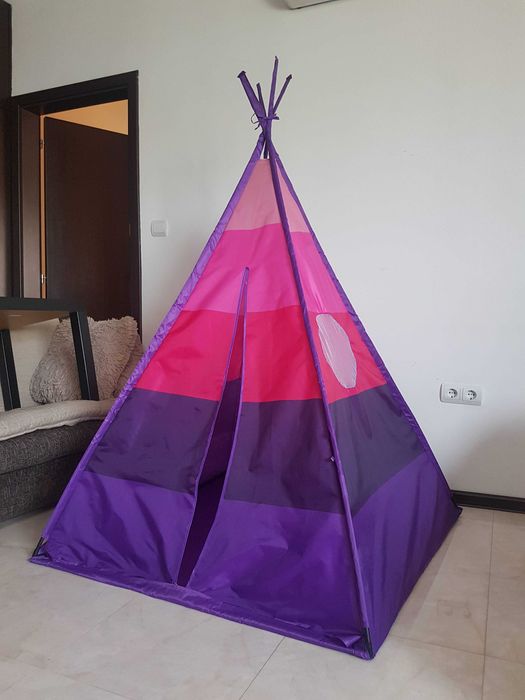 Детска Розова Триъгълна Типи Палатка За Дома Или Градината ПОСЛЕДНА БР