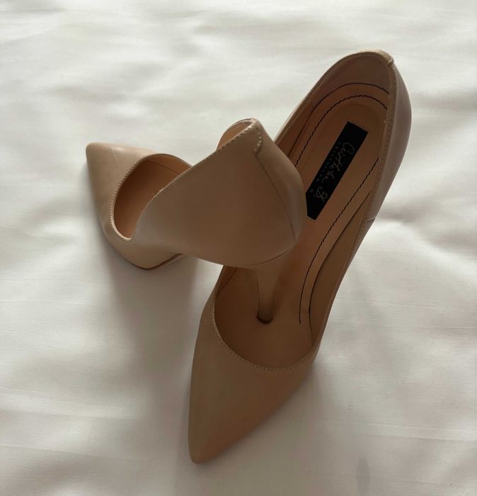 Pantofi stiletto, MUSETTE, piele bej, marimea 38