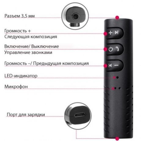 Беспроводной Блютус авто комплект(Bluetooth AUX Hands free)приемник