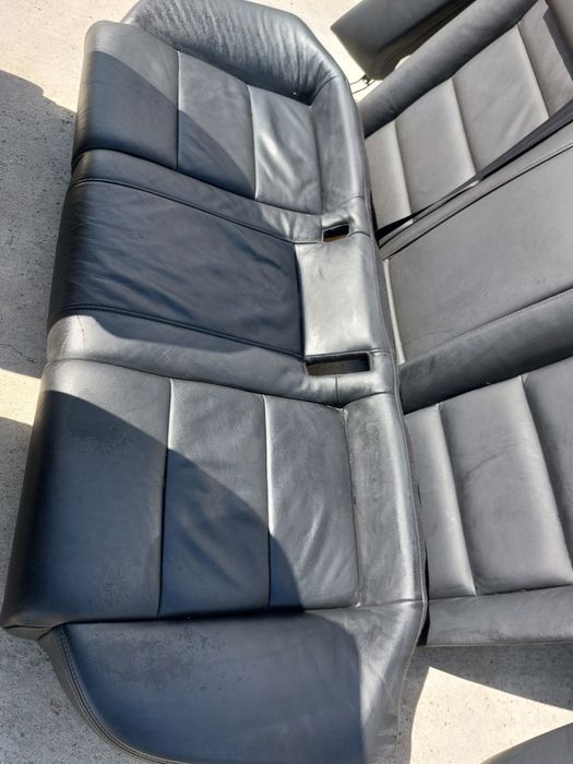 Set interior S-line Sline Audi A6 C6 4F piele neagra model 2004-2011 scaune fata + banchete rabatabile + cotiera