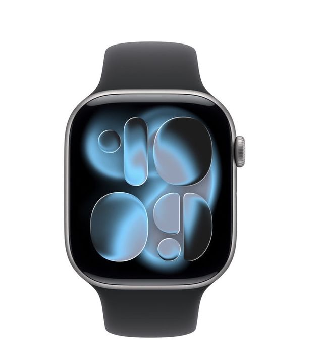 НОВ!!! Смарт часовник Apple Watch 11 GPS, Корпус Space Grey Aluminium 42mm, Black Sport Band