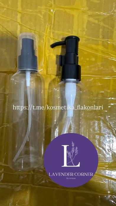 Kosmetika uchun boʻsh flakonlar 30,-50,-100,-200 ml Sprey, Dozator,