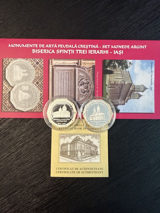 Set Monede BNR Monumente de Arta Feudala Crestina argint 2004