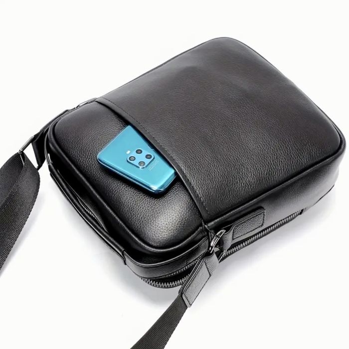 Мъжка, луксозна бутикова кожена чанта /Черна естест. кожа -10%Промоция