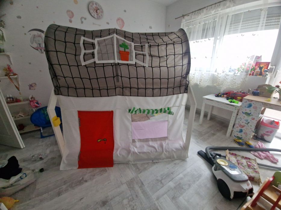 Pat copii casuta montesori cu cort separat