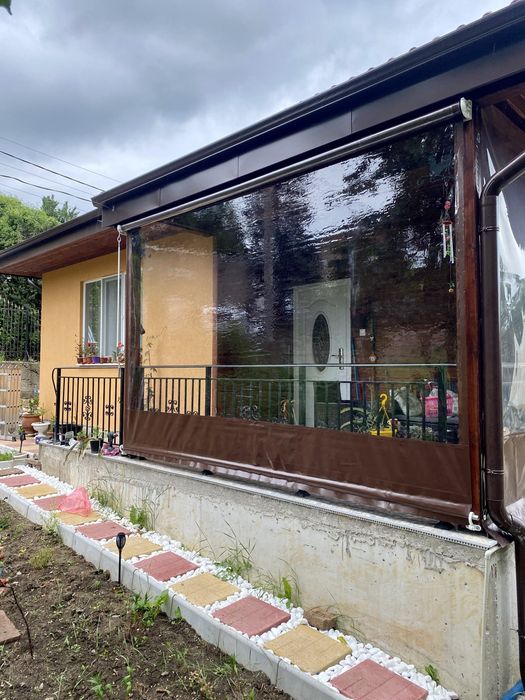 Ветроупорни завеси сенници PVC кристал винил брезент найлони тенти