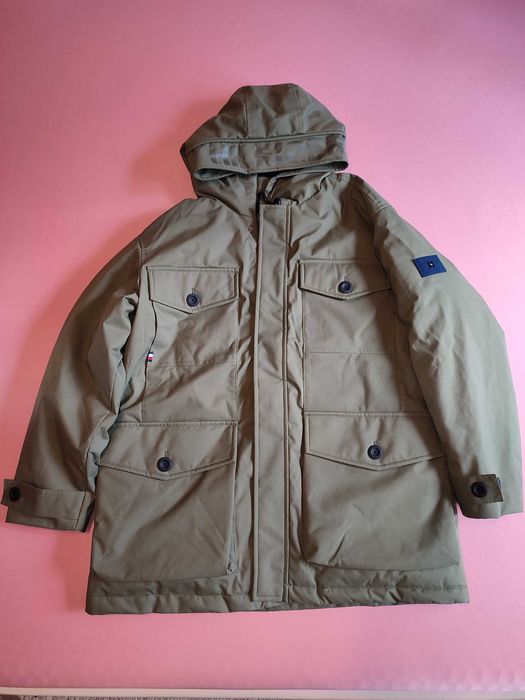 Parka de iarnă Tommy Hilfiger XXL- oliv, impermeabilă, cu etichetă