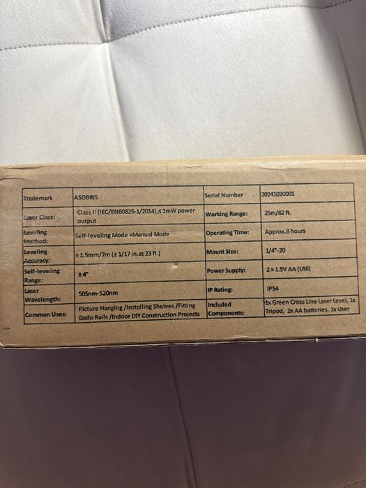 Nivelă laser ASOBRIS X6-B2 cu laser verde + trepied, autonivelantă