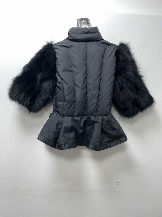 Дамско яке размер XS с естествен косъм от лисица в черно