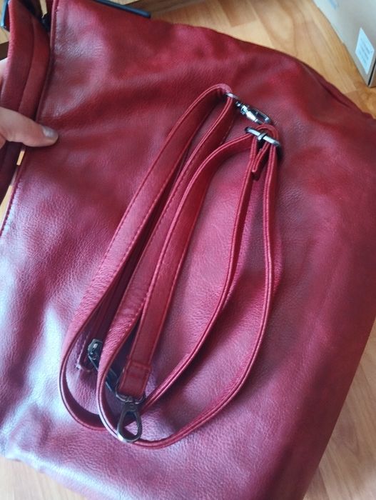 Geanta mana Dudlin, roșu burgund+accesoriu curea  umăr