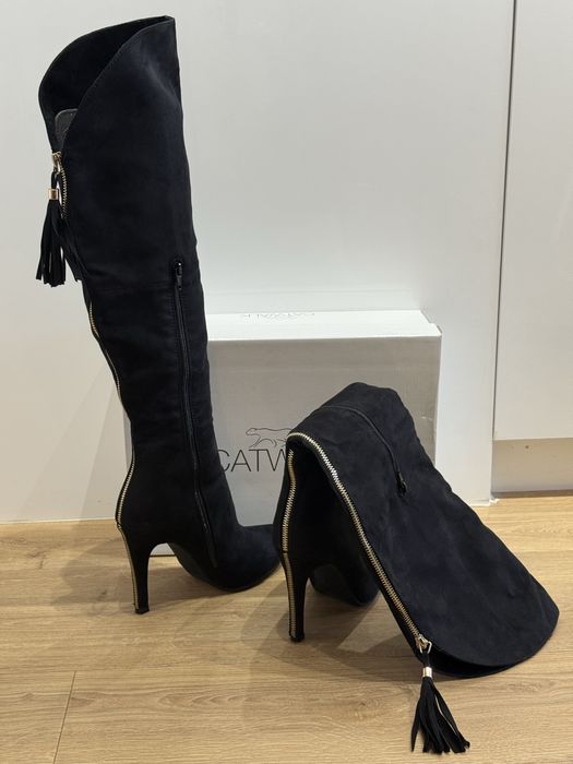 Велурени ботуши над коляното, 38 номер