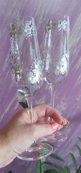 РАЗПРОДАЖБА!!! Рисувани сватбени ритуални чаши - 2бр