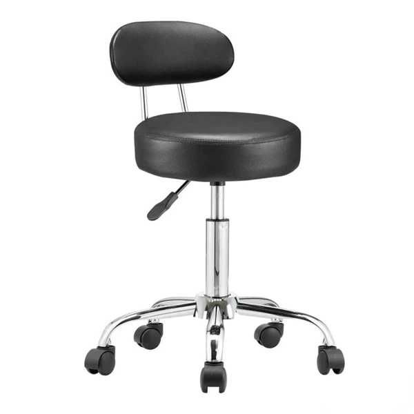 Козметична табуретка с облегалка/Работна табуретка с колелца - 2 цвята