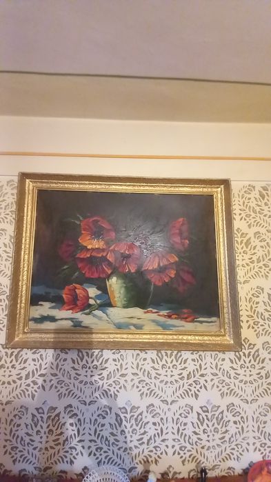 Vand tablou inramat,pictura pe panza,vechi,mare