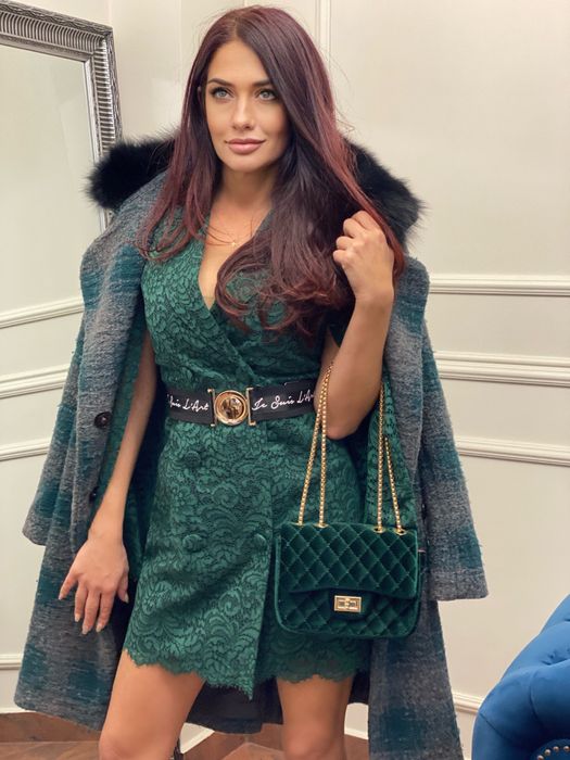 AVIN дантелена рокля в зелен цвят