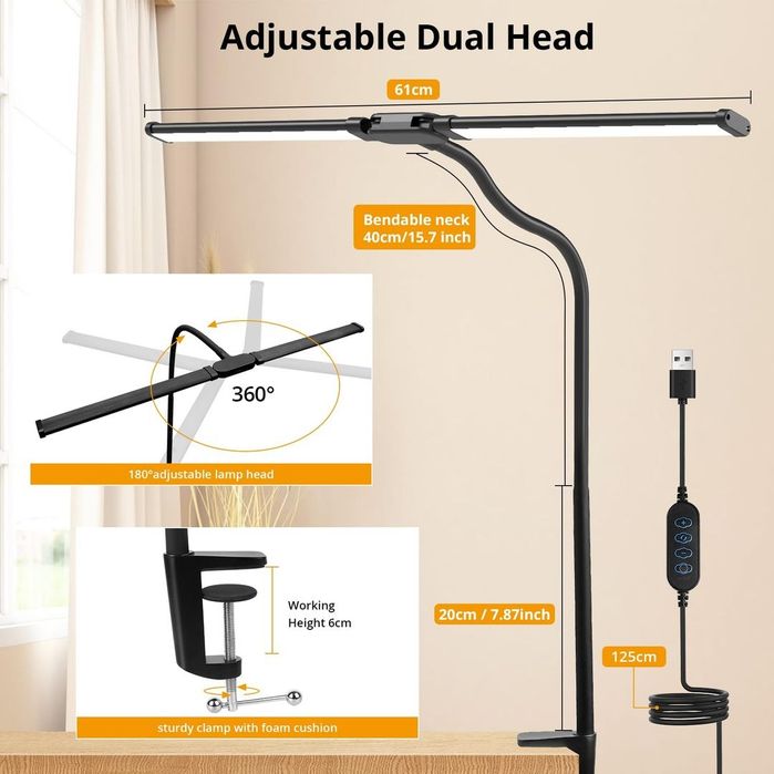 Lampa birou cu 3 moduri iluminare