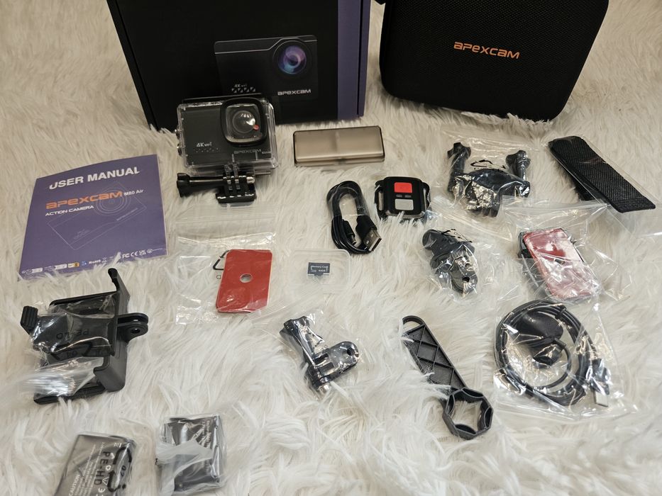 Apexcam M80 Екшън камера с 64GB карта 4K 60FPS 48MP 40M Ultra HD камера Подводна водоустойчива спорт