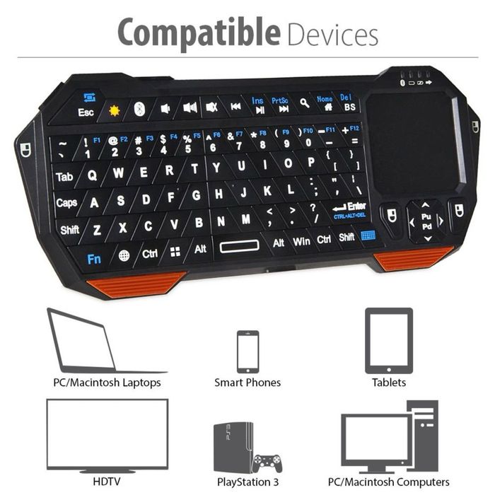 Tastatură Bluetooth Mini Fosmon Portabilă Fără Fir cu Touchpad - Negru