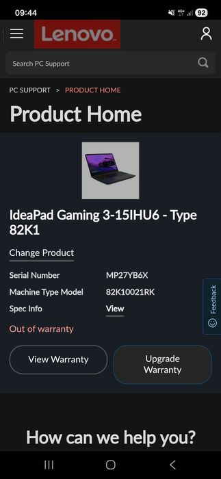 Lenova ideapad gaming 3-15IHU6
