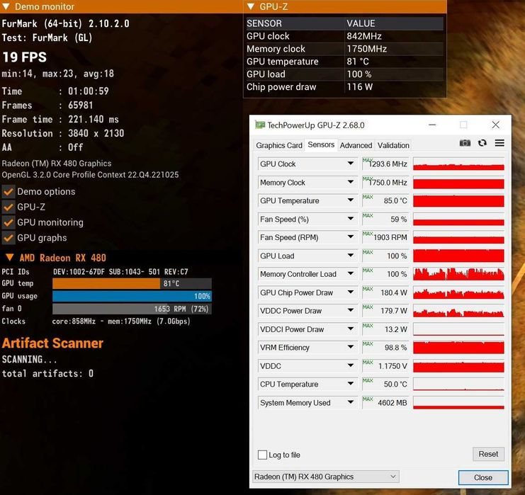 ТОП състояние Видео карта GPU ASUS Radeon RX 480 4GB DUAL OC GDDR5