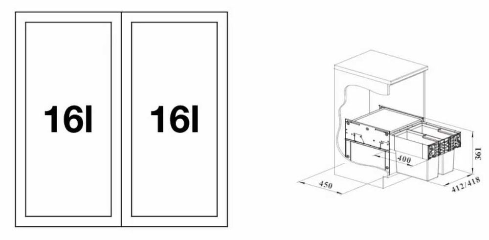 Cos de gunoi incorporabil Blanco Select II 45/2