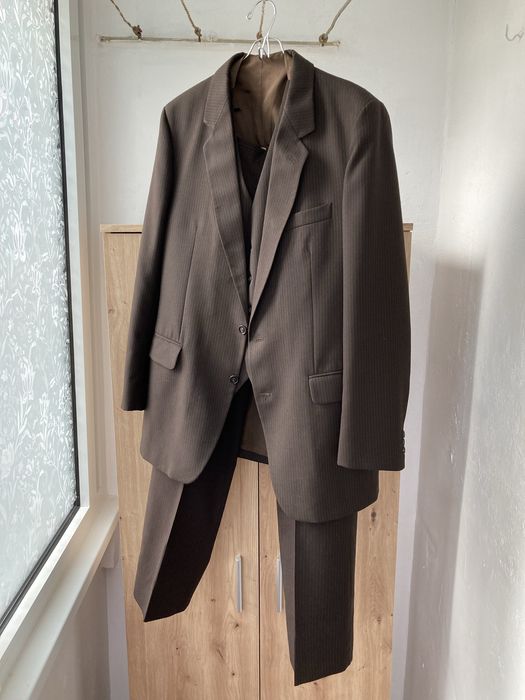 Costum barbati Exclusiv de stofa maro, XL, cu vesta