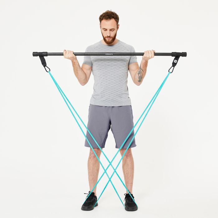Kit 1 Bară și 2 elastice Bodybuilding 15 - produs resigilat Decathlon