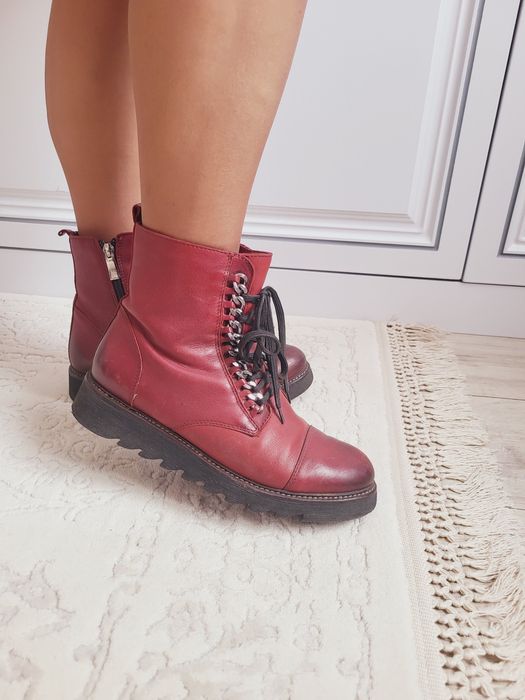 Кожаные зимние ботинки