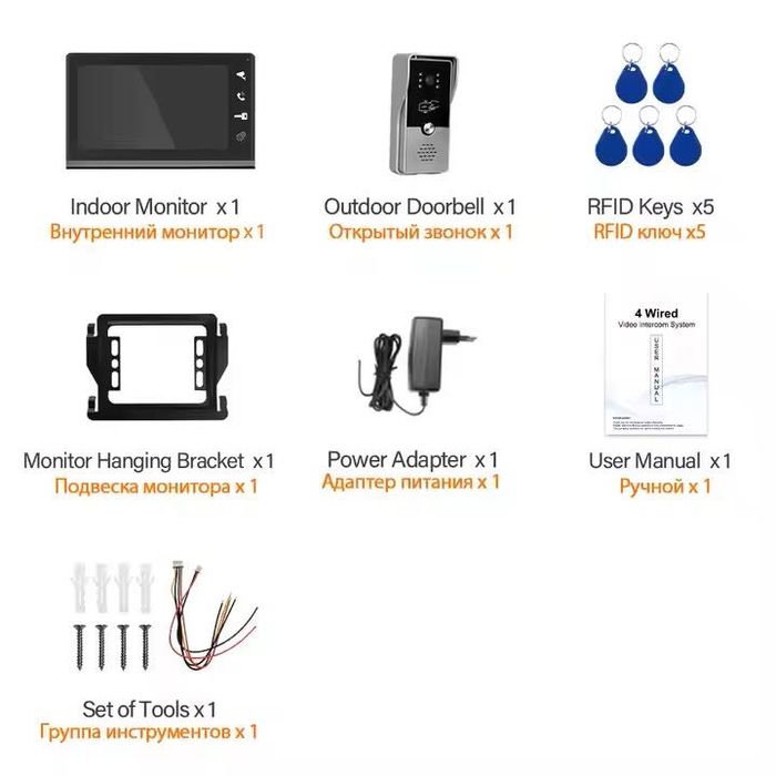 Sistem Video Doorphone 7 Inch Full HD 1080P – Pentru Apartamente si Vile, Camera Waterproof cu Night Vision