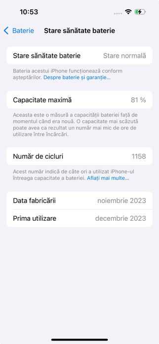 iPhone 15 Pro 128GB White Titanium - Spate Spart - Funcțional 100%