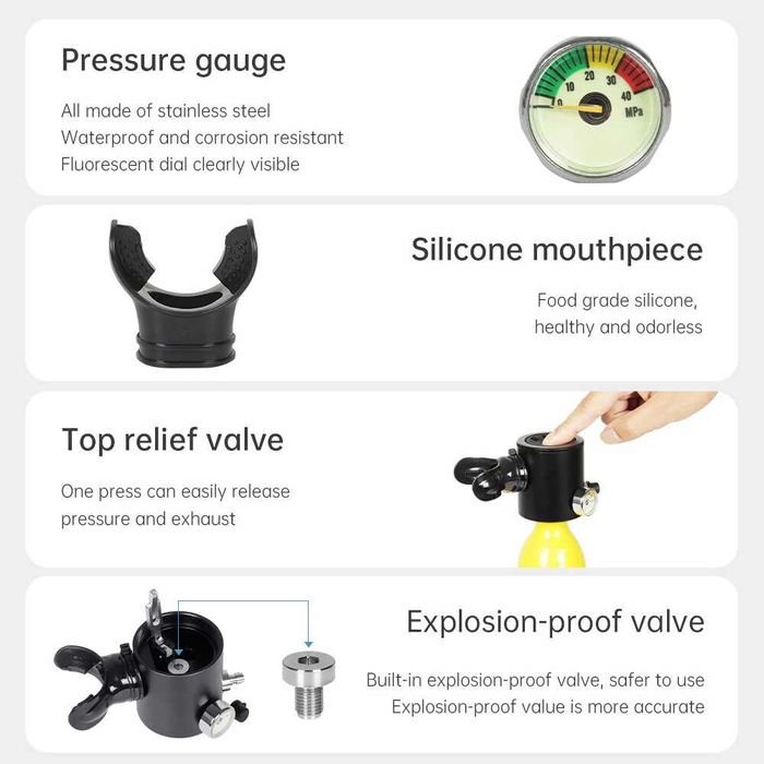 Set Scuba Diving DEDEEP NOU cu 2X Butelie 0.5L Snorkeling Pompa PCP