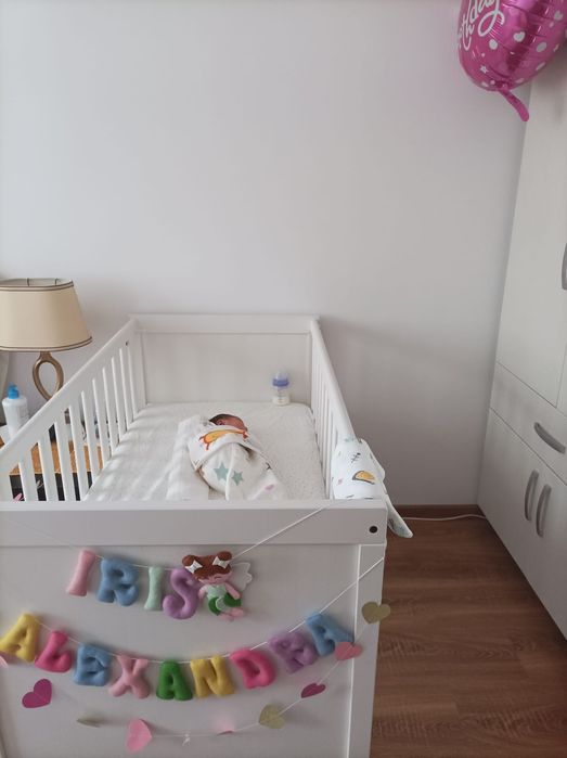 Pătut Ikea Sundvik + saltea Ikea Skonast, folosite foarte putin