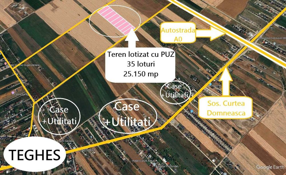 Proprietar - Teren dezmembrat cu PUZ - 35 Loturi - Domnesti/Teghes