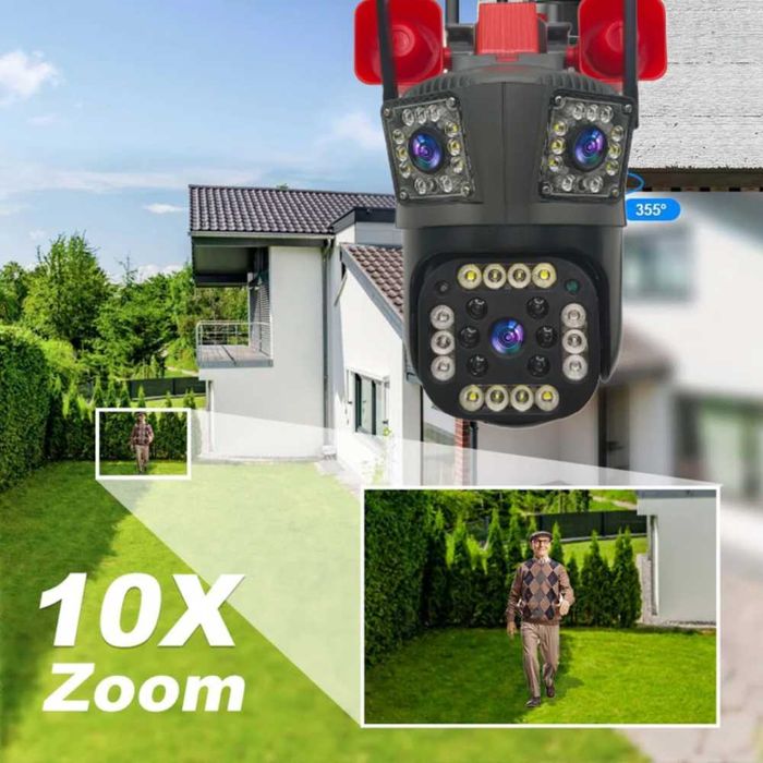 Camera Supraveghere Tripla WIFI Exterior zoom Rotire  Alarma