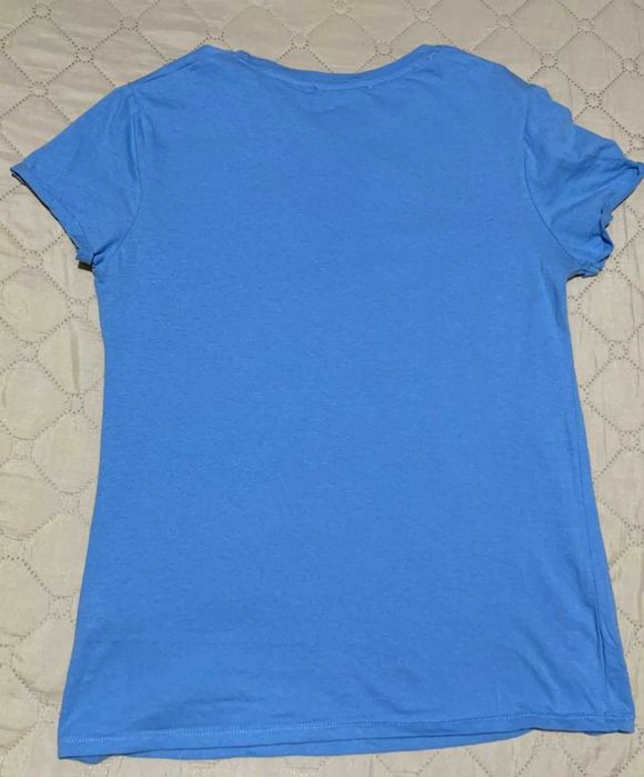 Синя дамска тениска с коте-ангел