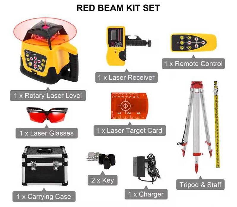 Vevor 500 м Ротационен Лазерен нивелир 360°