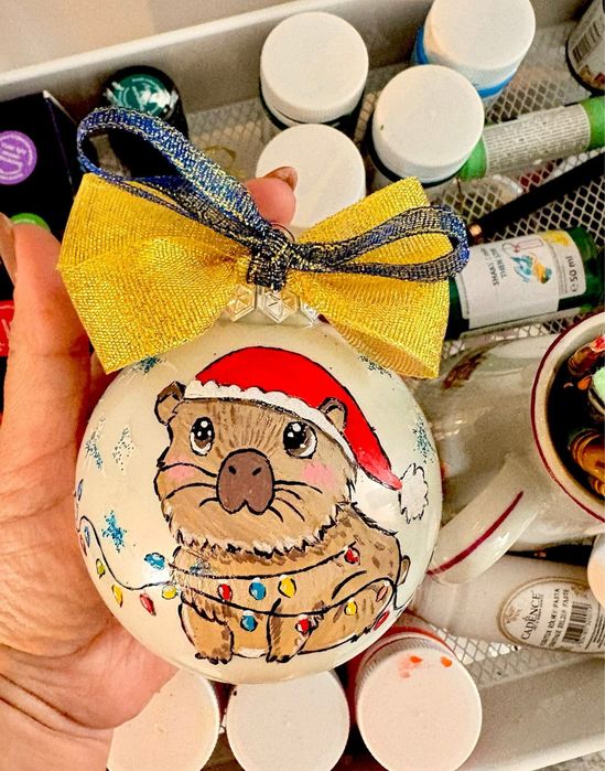 Коледни играчки топки ръчно рисувани