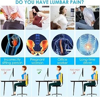 Perna sprijin lombar, auto, birou, invalizi, gravide, spuma memorie