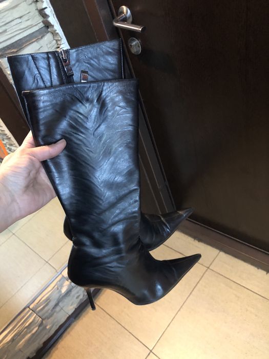 Сапоги кожаные на шпильке