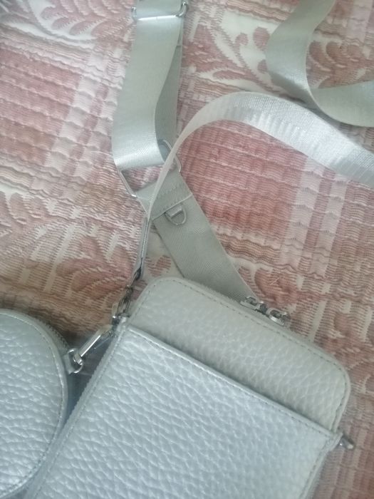 Сива дамска чанта за през рамо